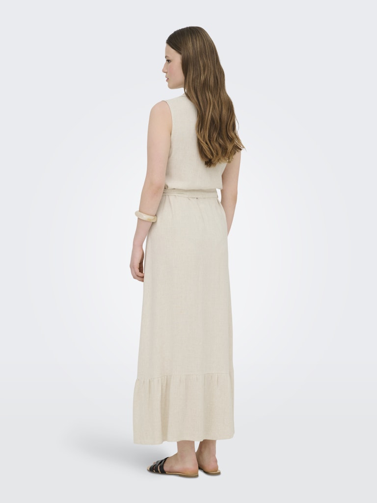 Onlsiesta Lin Sl Belt Dress Pnt Noos - Beige