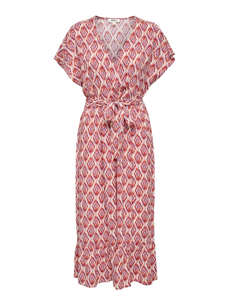 Onlzilla Adele Ss Long Dress Noos Wvn - Rood Dessin