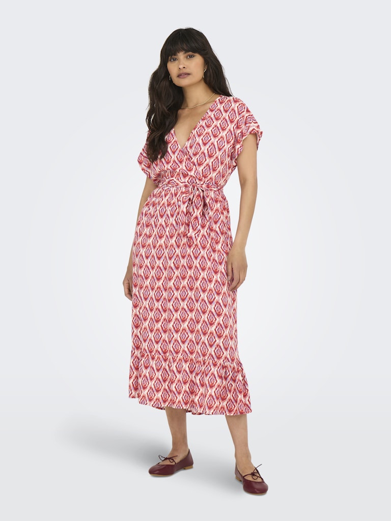 Onlzilla Adele Ss Long Dress Noos Wvn - Rood Dessin
