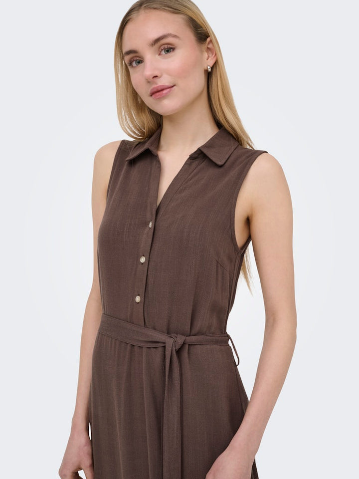 Onlsiesta Lin Sl Belt Dress Pnt Noos - Bruin