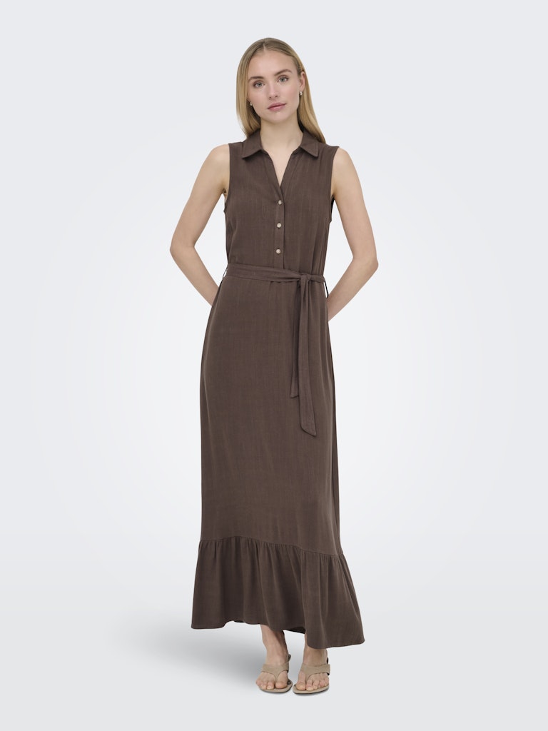 Onlsiesta Lin Sl Belt Dress Pnt Noos - Bruin