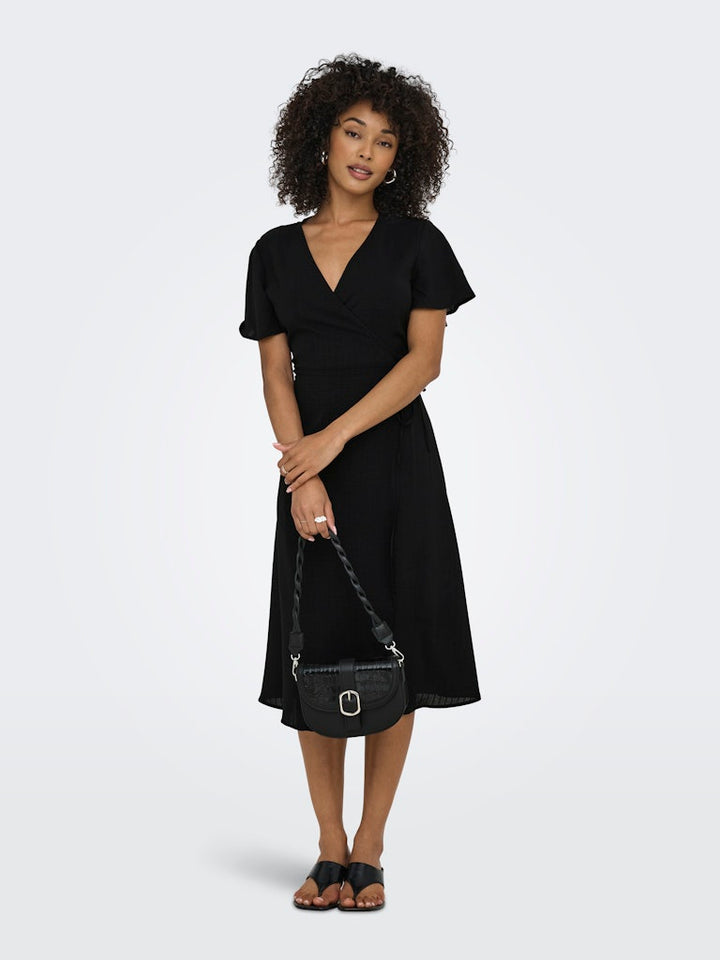 Onlcali Life S/s Wrap Dress Wvn Noos - Zwart