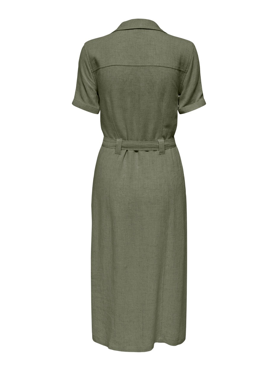 Onlsiesta Ss Linen Bl Shirt Dress P - Army