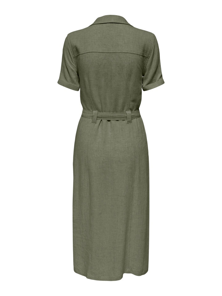 Onlsiesta Ss Linen Bl Shirt Dress P - Army
