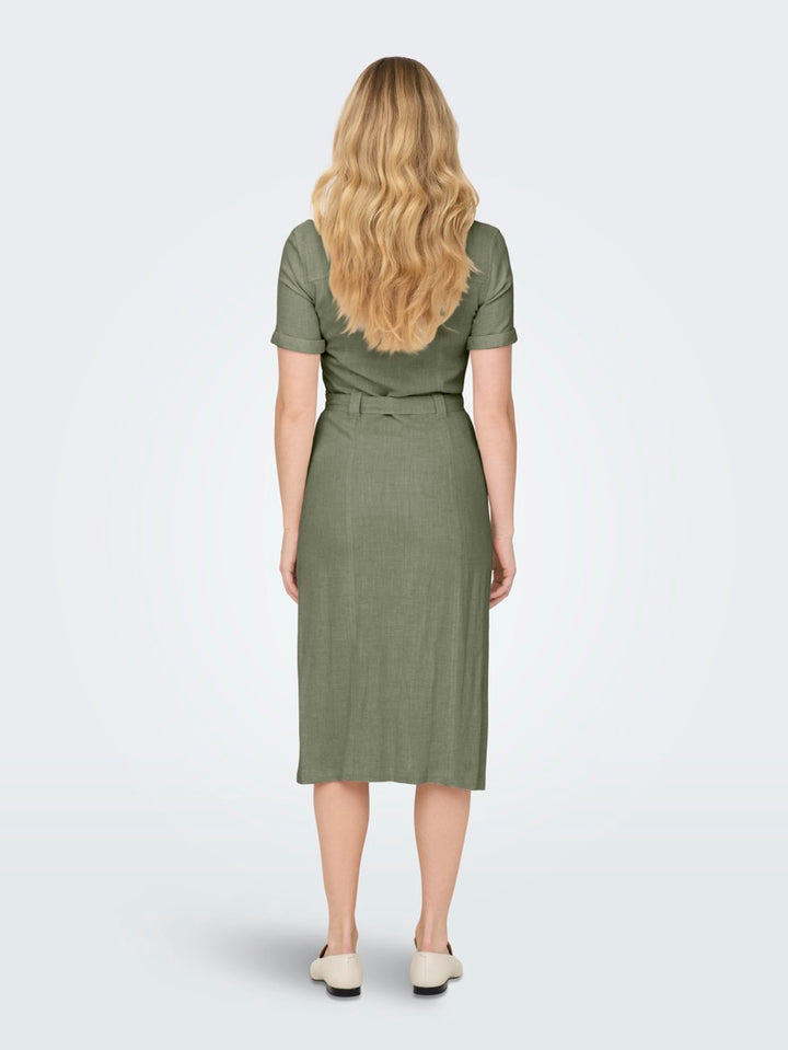 Onlsiesta Ss Linen Bl Shirt Dress P - Army