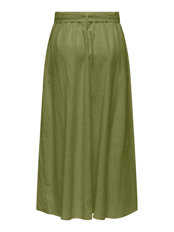 Jdymilan Linen Hw Belted Skirt Wvn Dia - Olijf