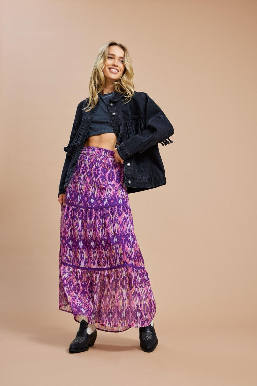 Onlviva Life Maxi Skirt Ptm - Paars Dessin