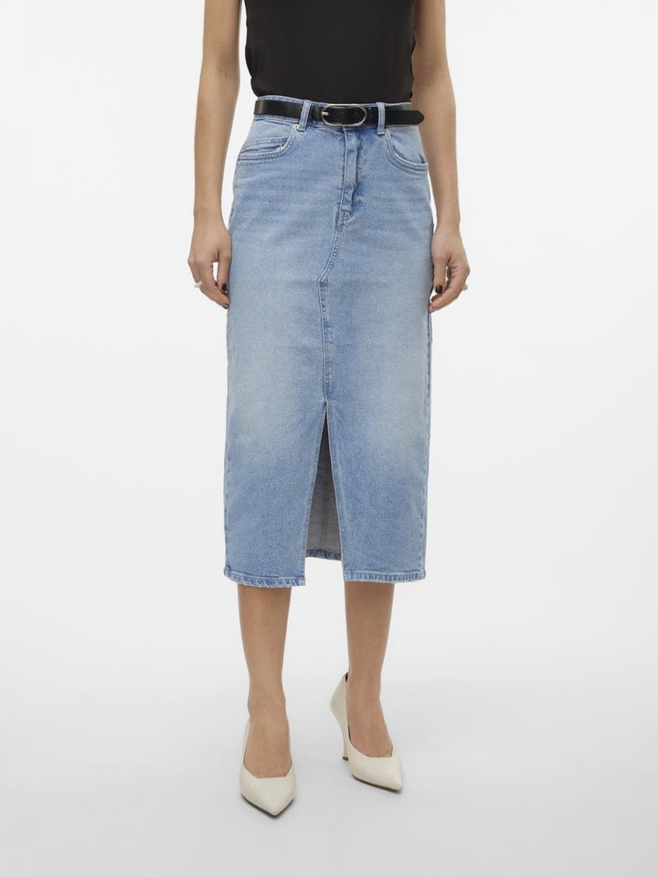 Vmveri Hr Calf Denim Skirt Ga Noos - Blue Denim