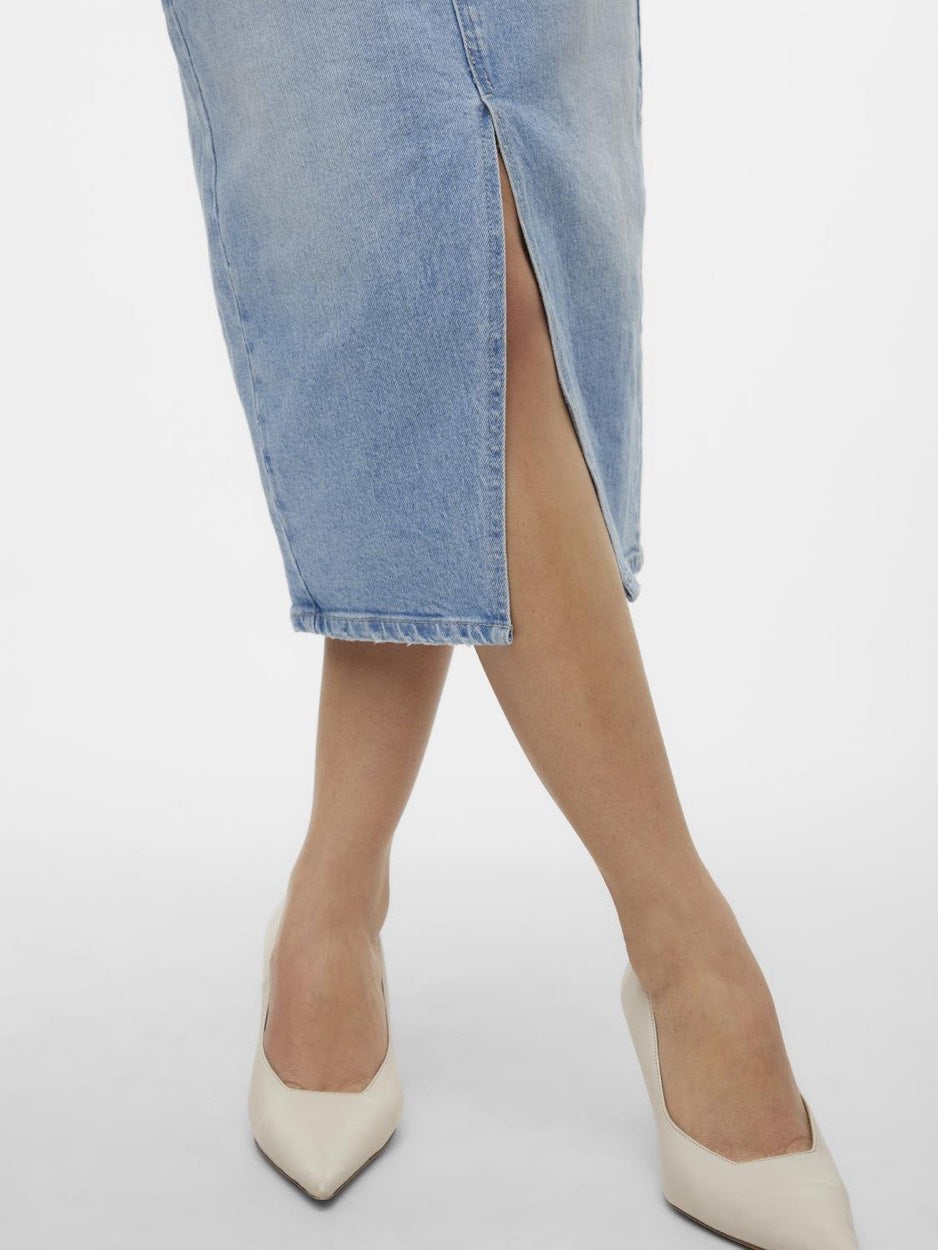 Vmveri Hr Calf Denim Skirt Ga Noos - Blue Denim