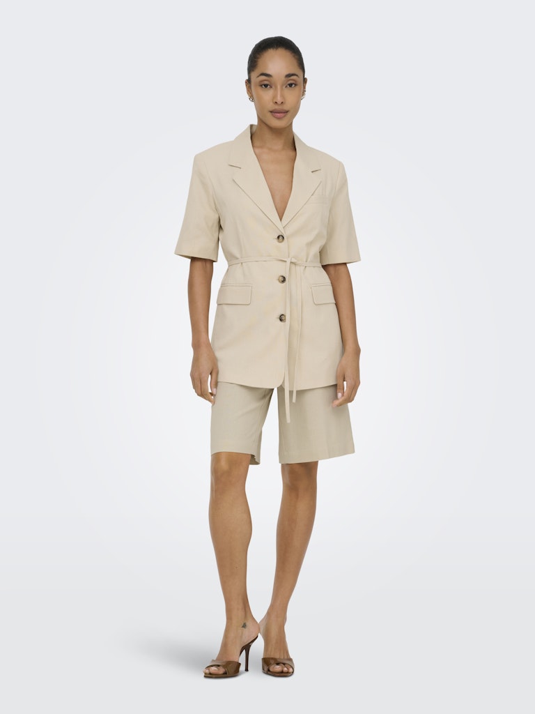 Jdynaomi Linen S/s Belt Blazer Tlr - Zand