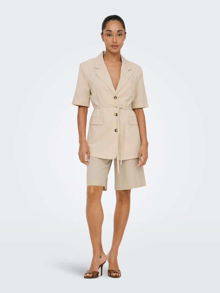 Jdynaomi Linen S/s Belt Blazer Tlr - Zand