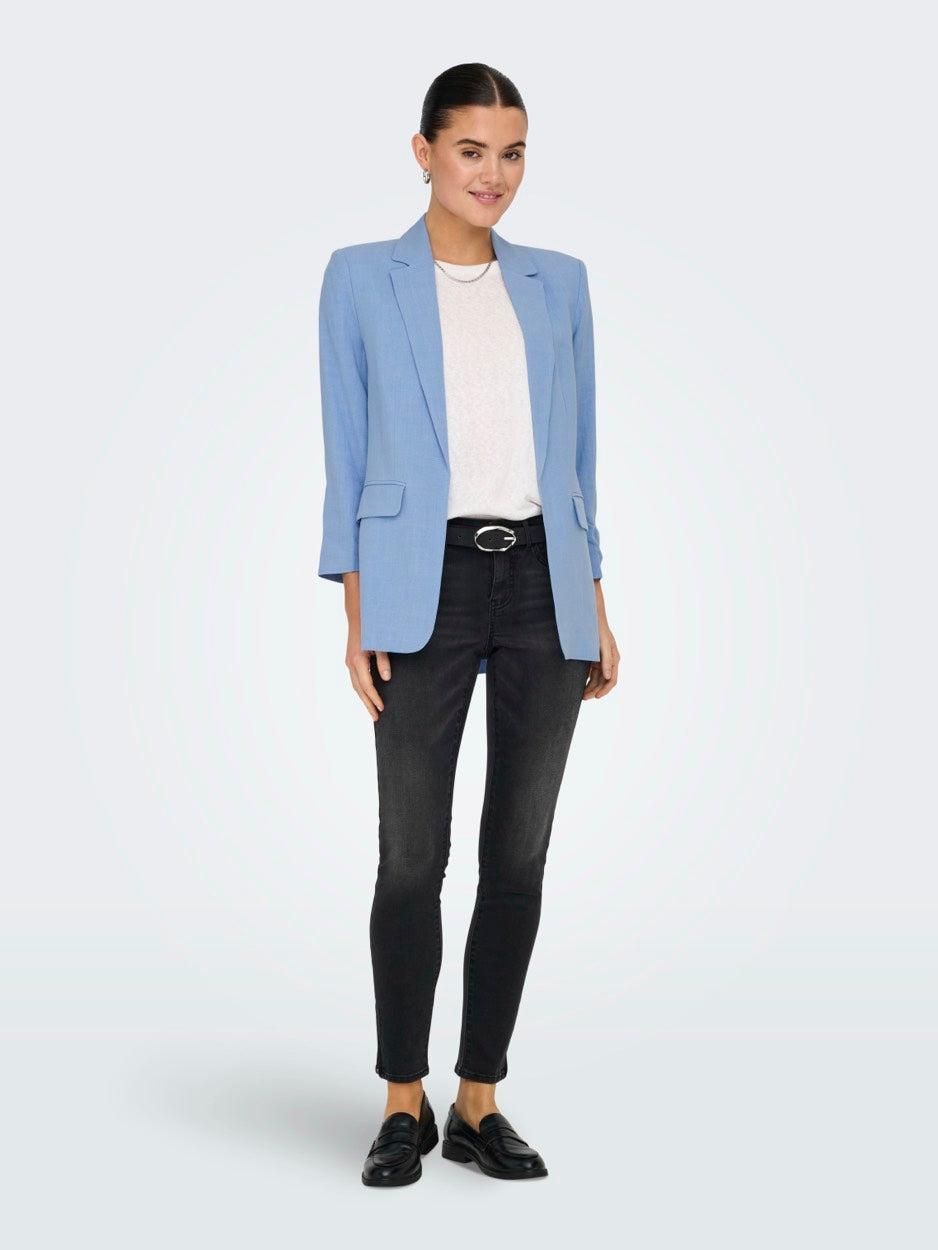 Onlsolvi Life 3/4 Linen Bl Blazer C - Lichtblauw