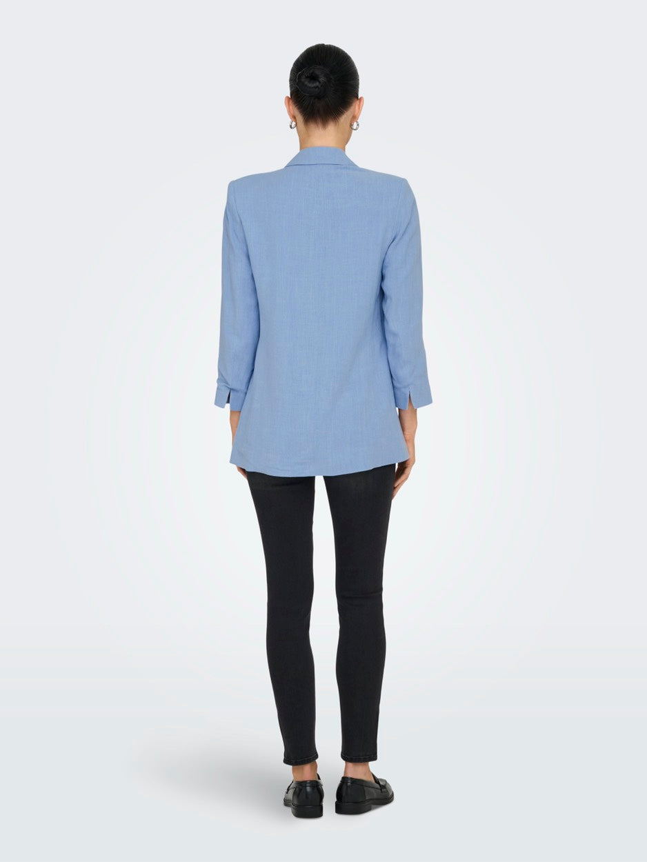 Onlsolvi Life 3/4 Linen Bl Blazer C - Lichtblauw