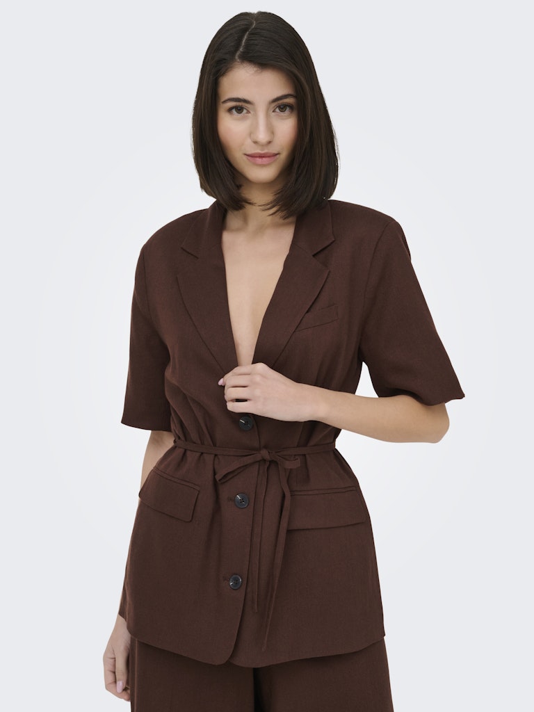 Jdynaomi Linen S/s Belt Blazer Tlr - Bruin