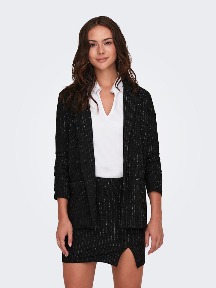 Jdymary L/s Lurex Blazer Jrs - Zwart Dessin