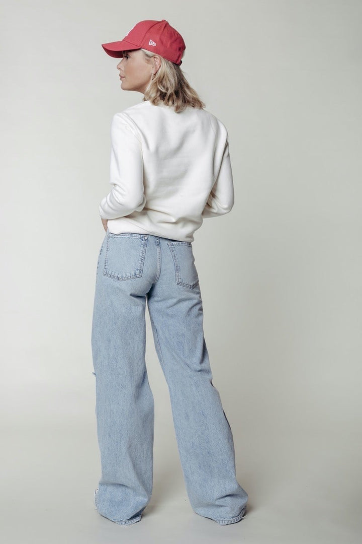 Wide Leg Denim Pants - Blue Denim