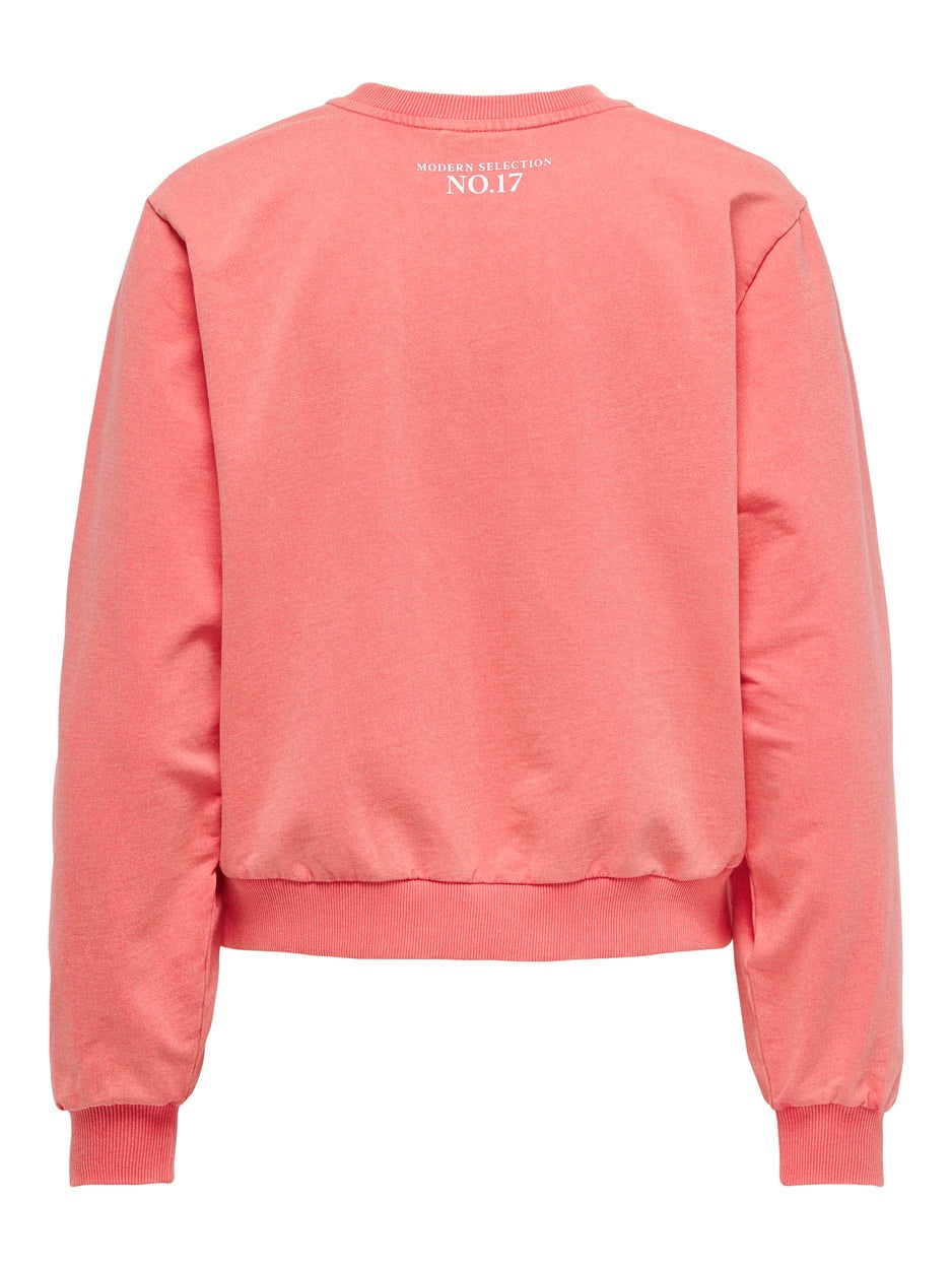 Onlnanna L/s Art O-neck Box Ub Swt - Koraal Rood