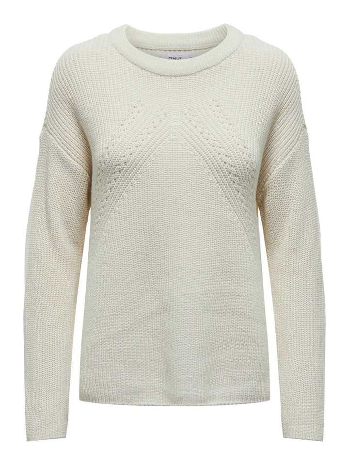 Onlbella Life Ls Detail O-neck Cc K - Off-white