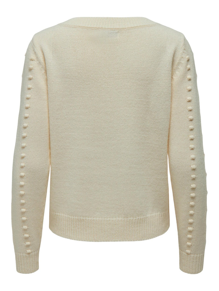 Jdymaurine L/s V-neck Dot Pullover - Ecru