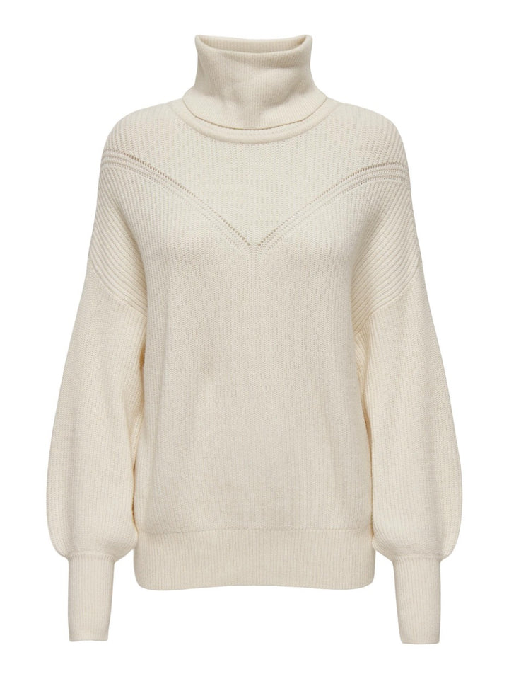 Onlkatia Ls Rib Roll Neck Cc Knt - Ecru