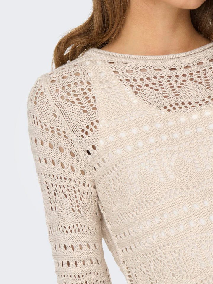 Jdysun Lay L/s Boatneck Pullov. Knt - Beige