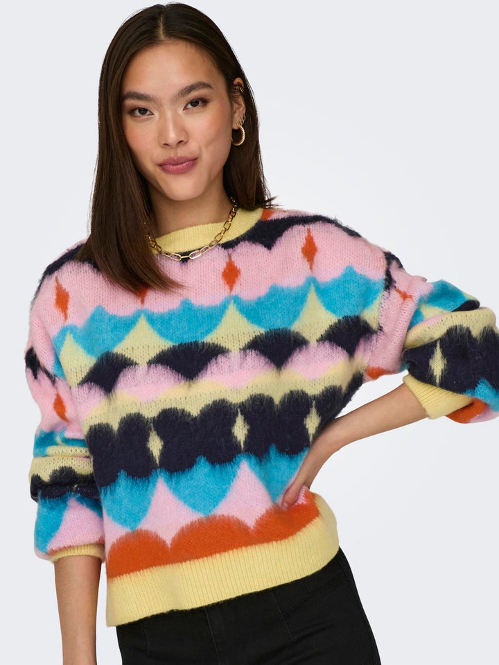 Onlemiily Ls Pullover Ex Knt - Geel Dessin