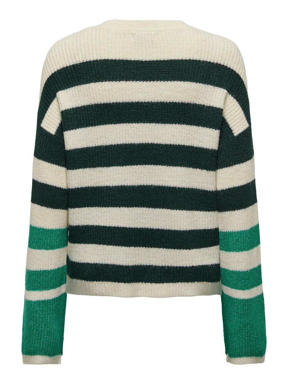 Jdydrea L/s Oneck Wide Sl Stripe Pu - Groen Dessin