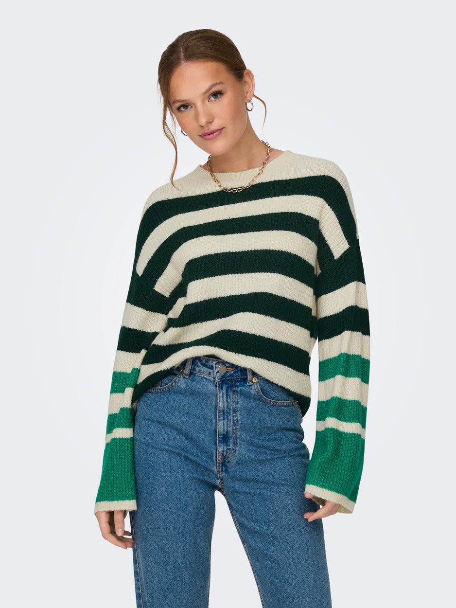 Jdydrea L/s Oneck Wide Sl Stripe Pu - Groen Dessin