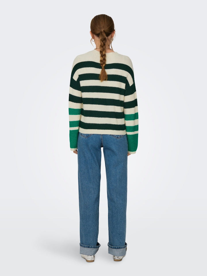 Jdydrea L/s Oneck Wide Sl Stripe Pu - Groen Dessin