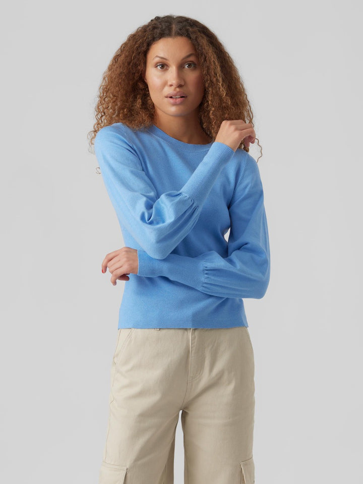 Vmhollykarispuff Ls O-neck Pullov G - Lichtblauw
