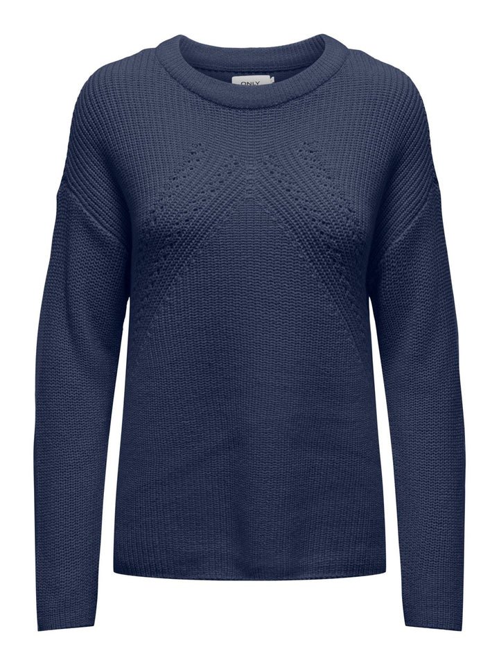 Onlbella Life Ls Detail O-neck Cc K - Navy