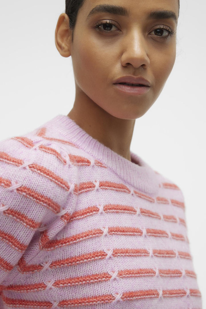 Vmcala Ls O-neck Pullover Ga Rep - Rood Dessin