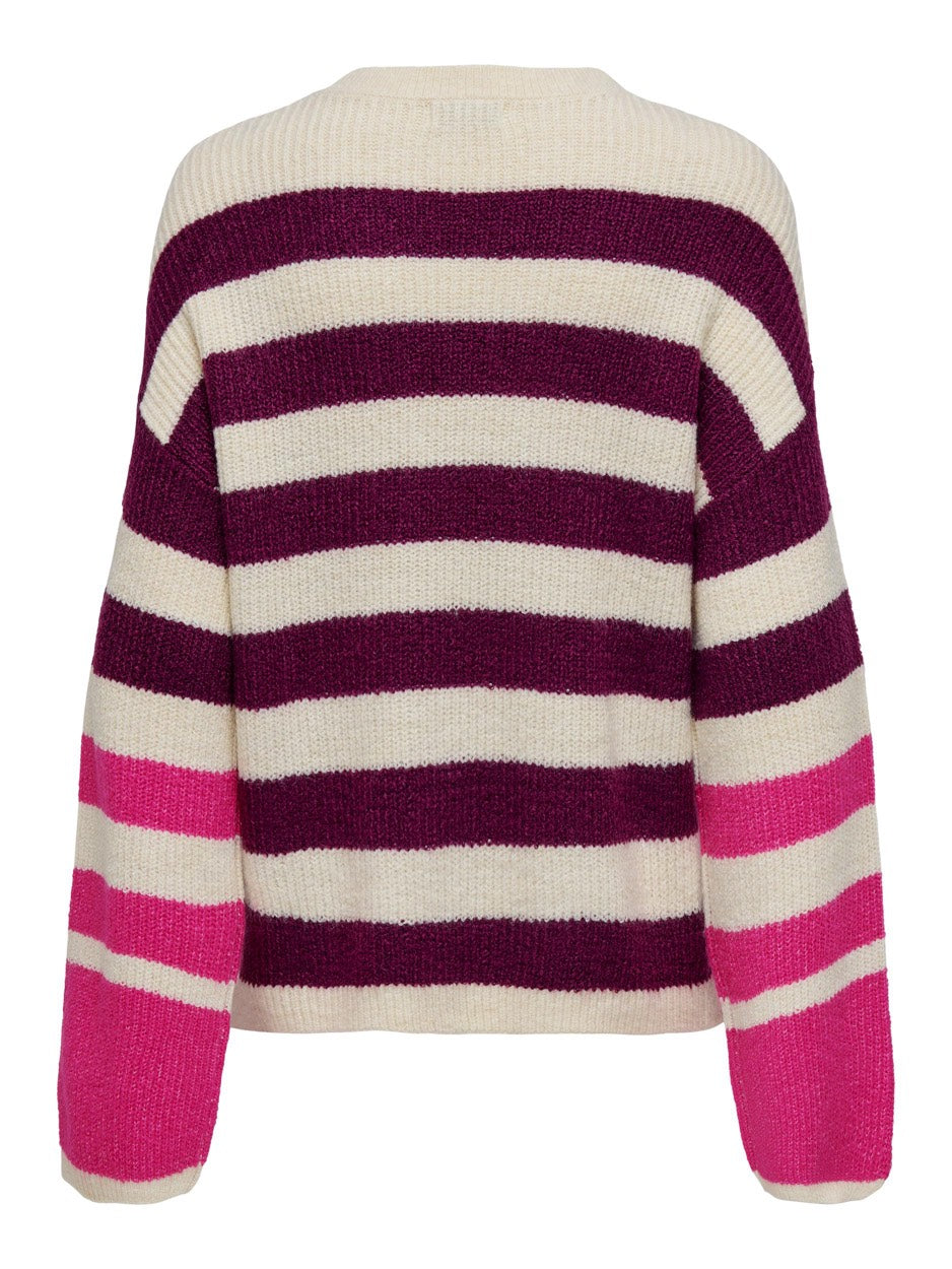 Jdydrea L/s Oneck Wide Sl Stripe Pu - Paars Dessin