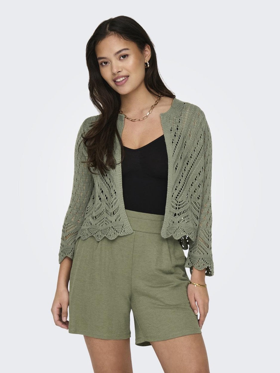 Jdysun 3/4 Cropped Cardigan Knt Noo - Olijf