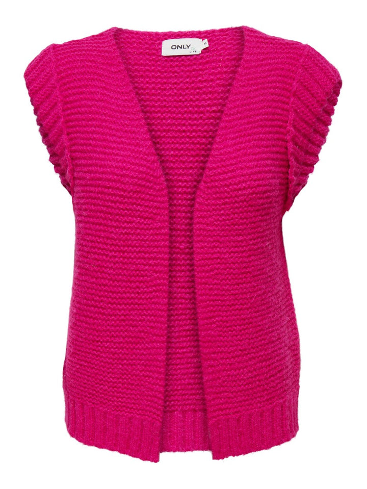 Onlala Life Sl Open Vest Ex Knt - Fuchsia