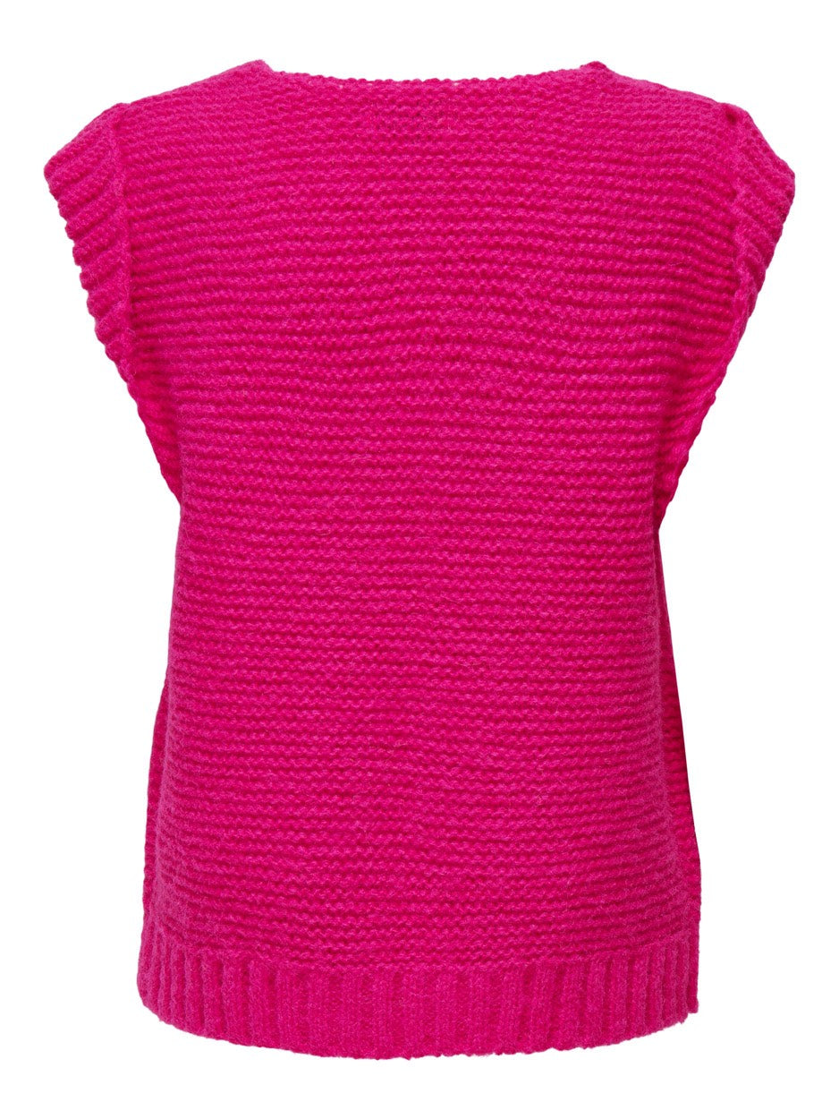 Onlala Life Sl Open Vest Ex Knt - Fuchsia