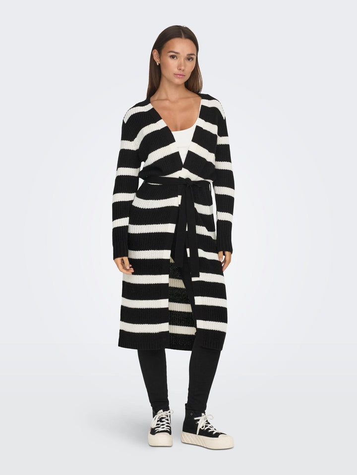 Jdyjusty Gurli L/s Belt Stripe Card - Zwart Dessin