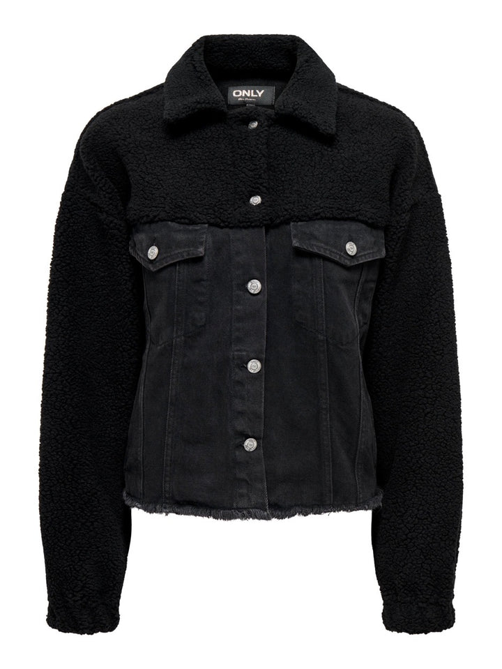 Onlbella Ls Black Teddy Dnm Jacket - Black Denim