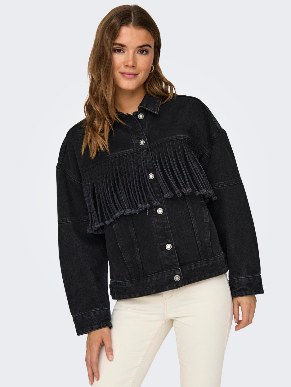 Onlholly Ls Fringe Dnm Jacket Fg - Black Denim