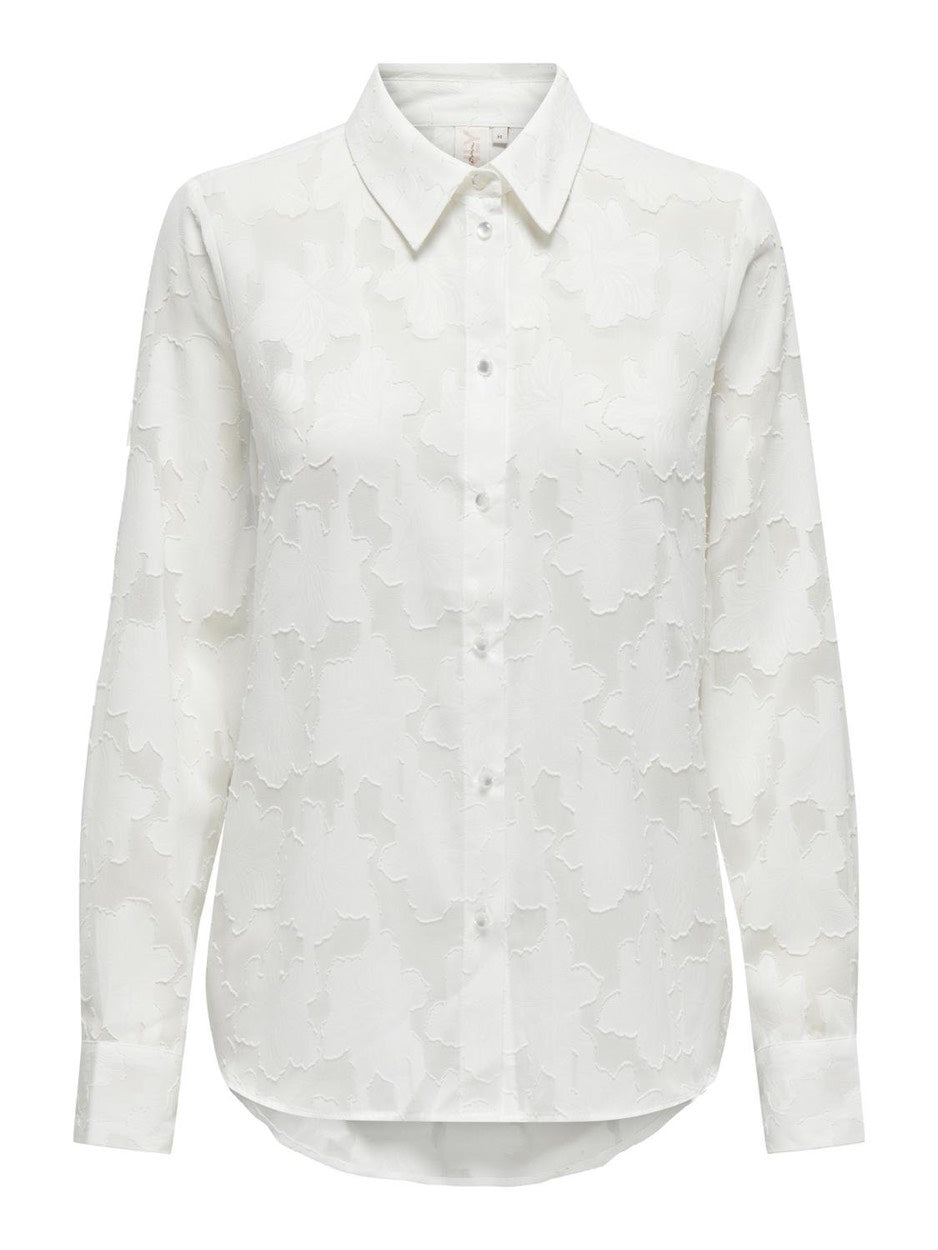 Onlfiona Ls V-neck Button Down Wvn - Off-white