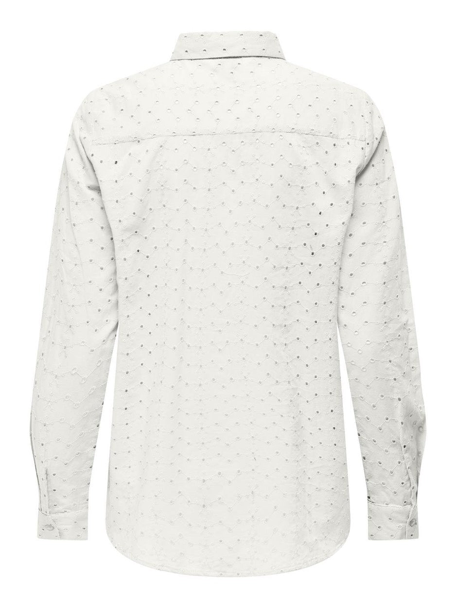 Onlalfie Nice Emb Ls High Low Shirt - Off-white