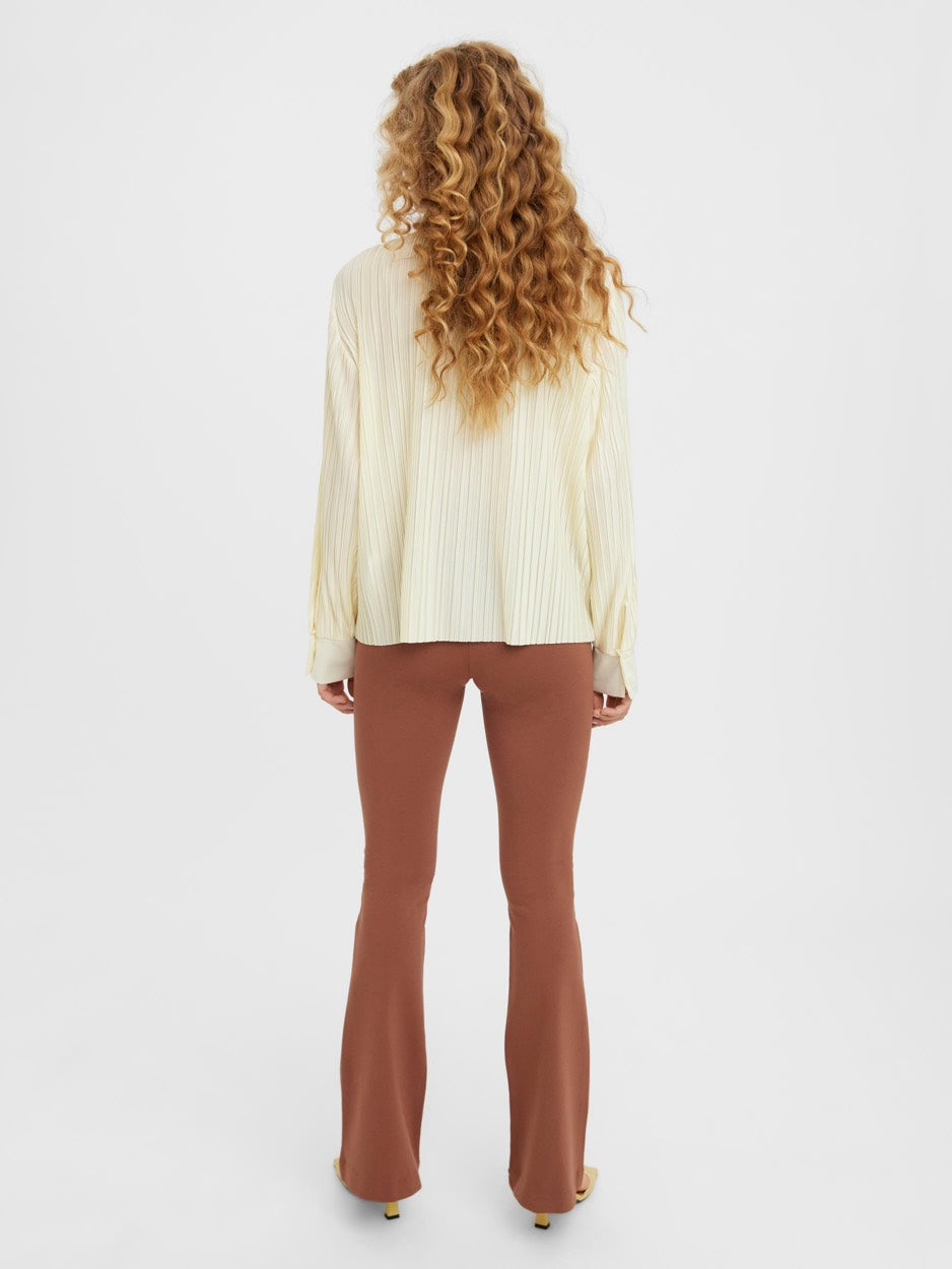 Vmsutton Ls Pleated Shirt - Ecru