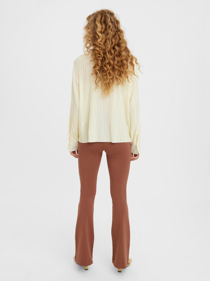 Vmsutton Ls Pleated Shirt - Ecru
