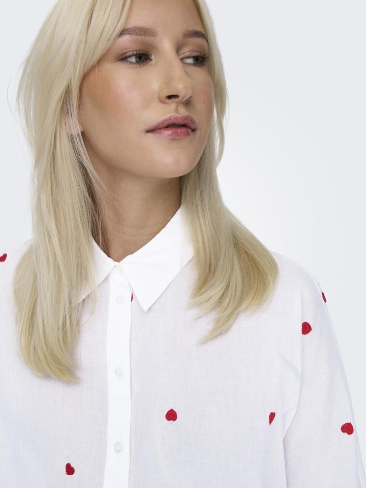 Onlnew Lina Grace Ls Emb Shirt Noos - Wit Dessin