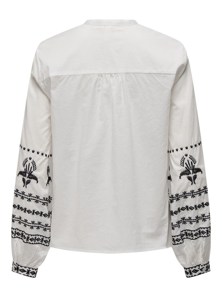 Onlaudra Dicte Contrast Shirt Wvn - Wit Dessin