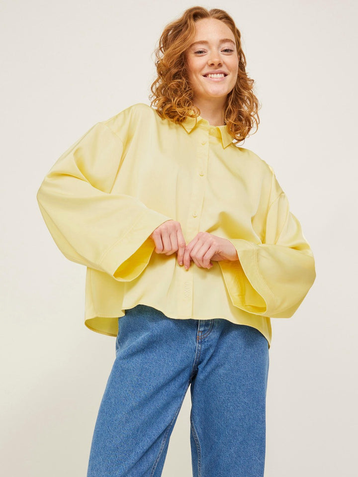 Jxpari Ls Oversized Shine Shirt Ln - Licht Geel