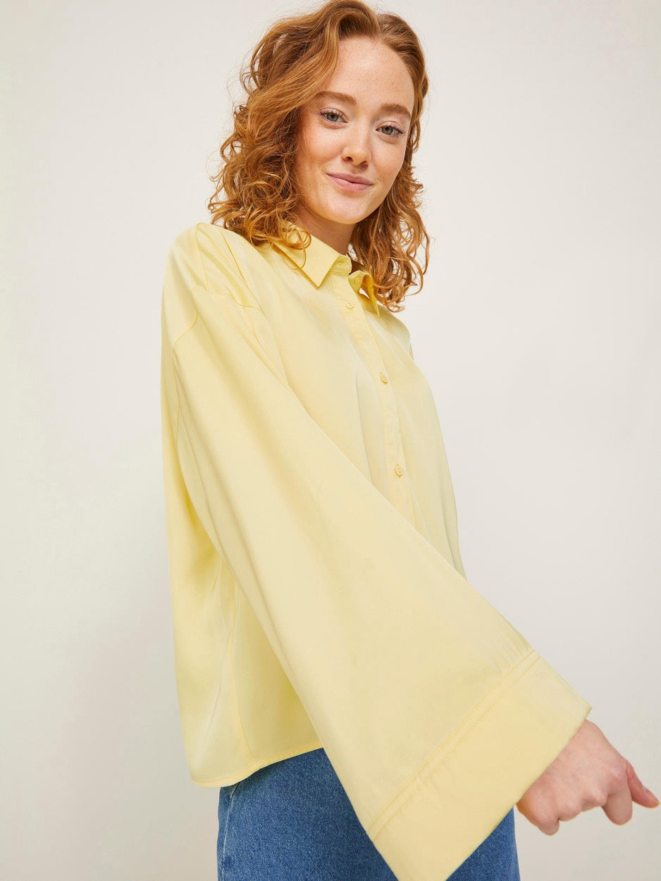 Jxpari Ls Oversized Shine Shirt Ln - Licht Geel