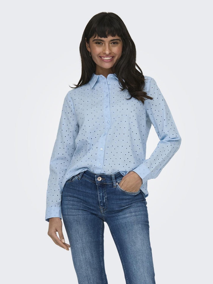 Onlalfie Nice Emb Ls High Low Shirt - Lichtblauw