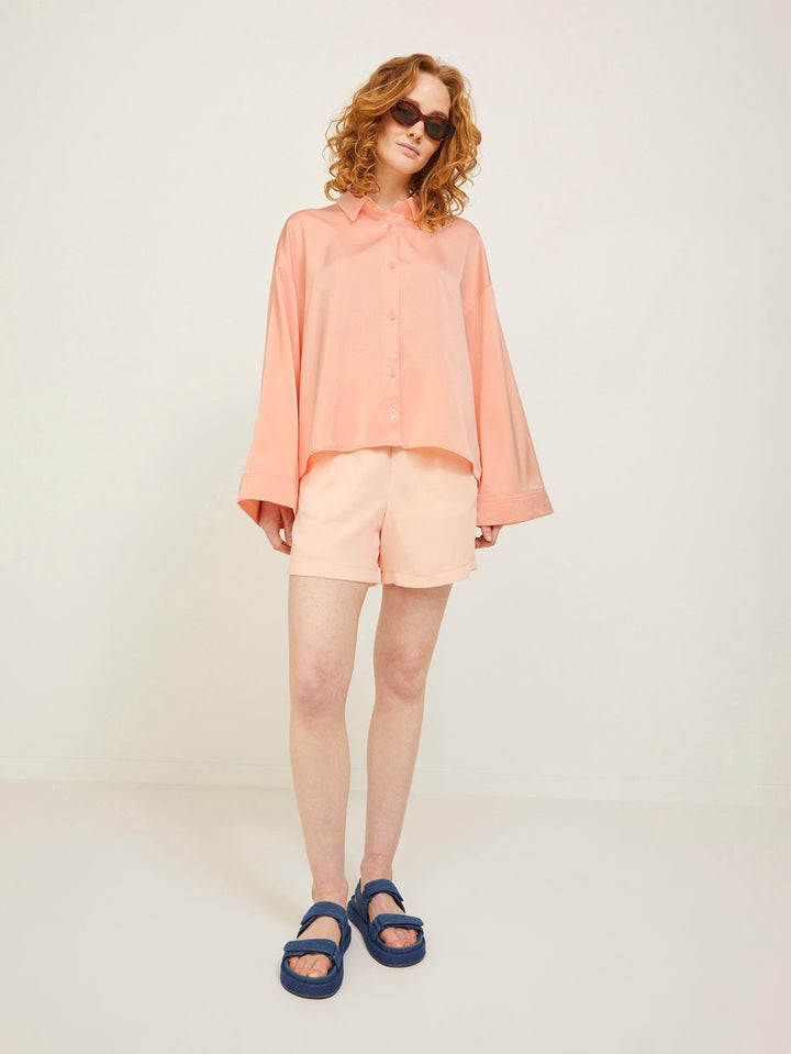 Jxpari Ls Oversized Shine Shirt Ln - Zalm/peach