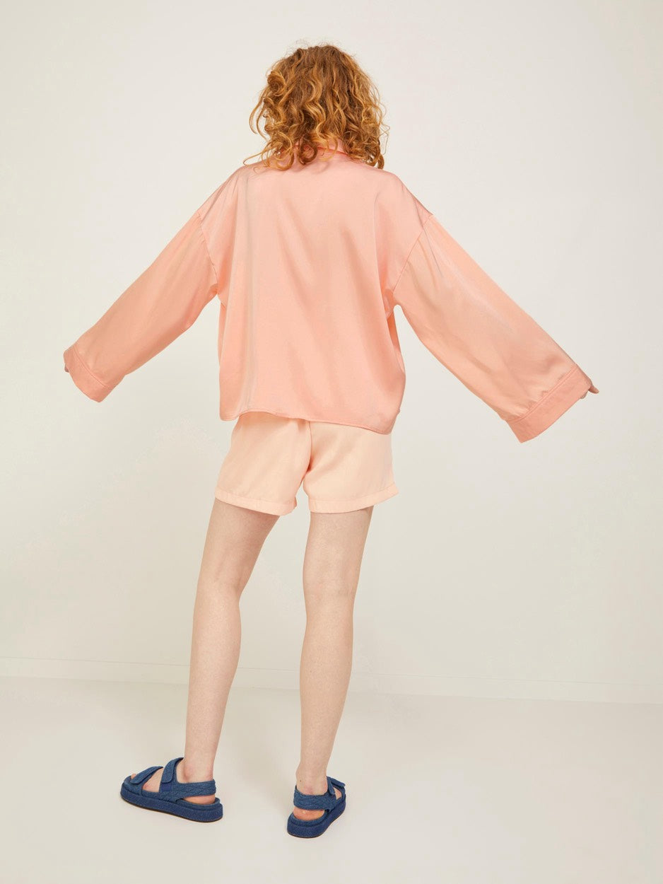 Jxpari Ls Oversized Shine Shirt Ln - Zalm/peach